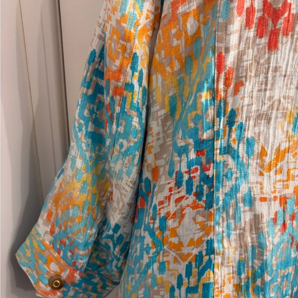 Ruby Rd. Turquoise and Orange Patterned Jacket - Picture 7 of 8